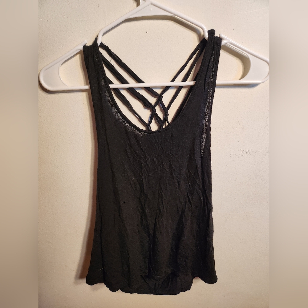Black tank top with crochet back
